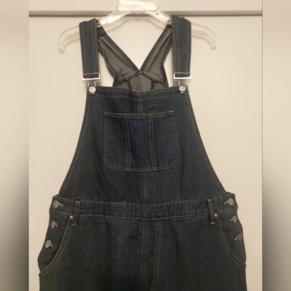 Women's Denim Bib Overalls Medium wash Relaxed Straight Leg Casual 1X - Picture 4 of 6